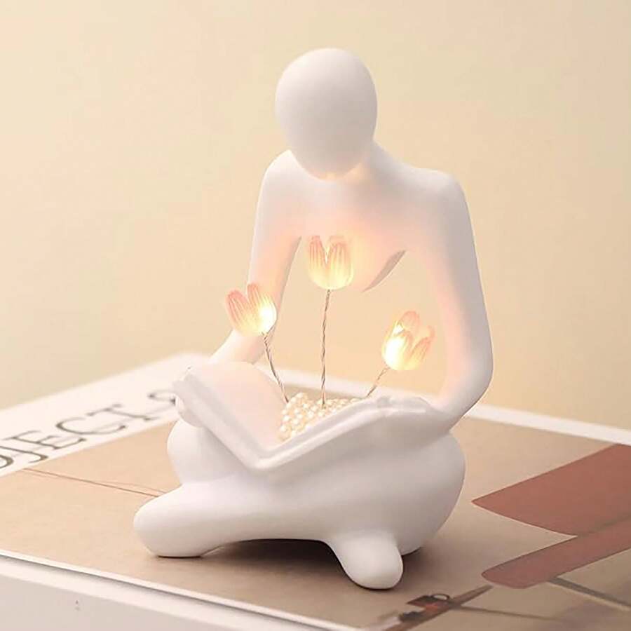 1 pièce Veilleuse abstraite avancée en forme de tulipe, décoration créative, décoration de chambre, cadeau d'anniversaire, accessoires de décoration minimale, décoration de maison moderne pour le salon et la chambre à coucher, décoration centrale, cadeau pour la fête des mères, cadeau de remise des diplômes, décoration de mariage (L'éclairage peut affecter la différence de couleur sur l'image. Le produit spécifique est blanc. Veuillez vous référer à l'image détaillée pour plus d'informations.)