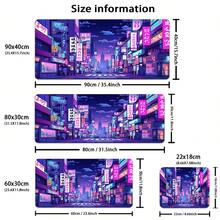 1 Stück Japanische Straßen Schreibtischunterlage - Lebendiges lila Retro Anime Gaming Mauspad, große Gummi Tastatur Maus Schreibtischunterlage, perfekt für Büro, Zuhause und Gaming Setups, Gaming Schreibtisch Zubehör, lebendige Schreibtischunterlagen
