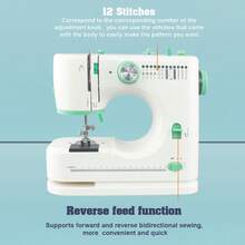 12-Stitch Mini Sewing Machine - Multifunctional Household Sewing Machine With Extension Table, EU Plug - Ideal For Creative Sewing Projects And Versatile Applications - EU E Type Plug(220-240V) - View 12