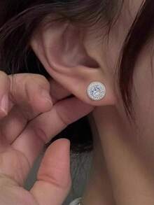 1對精美迷你輕盈豪華鑲銅可睡觉女士耳釘，適合日常佩戴和送禮 - 銀色 - 查看 3