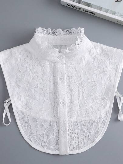 1pc Women's White Lace Hollow Floral Collar Dickey For Dress For Christmas Decor