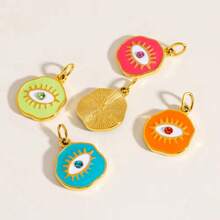 1 Stück Böser Blick Edelstahl vergoldeter Öltropfen Charm Anhänger für Frauen, wasserdichter Schmuck Geschenk