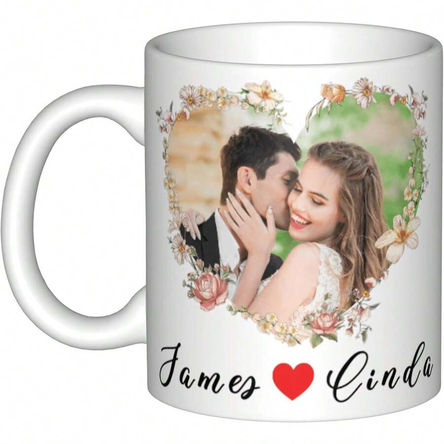 1pc Personalized Cups With Names, Customized Mugs, Heart+Name, Coffee Mug With Pictures Custom, Photo Gifts Using My Own Photos, Funny Christmas Gifts For Girlfriend 11Oz - Heart - View 1