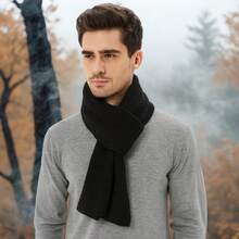 Men's Cozy Winter Knit Wool Scarf - 黑色 - 查看 2