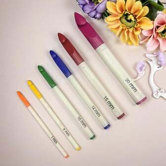 6Pcs Large Crochet Hook Set, Ergonomic Handles Thick Crochet Hooks Needles, Big Crochet Hooks 7mm,8mm,10m 12mm,15mm,20mm,Crochet Needles For Crocheting Chunky Yarn Premium Crochet & Knitting Supplies For Beginners