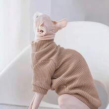 Hairless Cat Autumn/Winter Clothes, Sphynx Devon Elastic Fashion Moisture-Proof Warm Soft Sweater, Suitable For Medium & Small Cats, Machine Washable