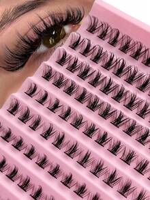 Rikuaild 120片D型卷翘蓬松簇状假睫毛，柔软交叉，妆效自然，适合日常生活、婚礼、约会、派对、音乐节、春季旅行等各种场合。 - D - 查看 2