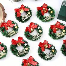 1/5/10 Mini Weihnachtskränze mit roten Schleifen und goldenen Glocken - Kunststoff Feiertags-Dekorationen, geeignet für Weihnachten, Thanksgiving, Neujahr, Hochzeiten, Brautgeschenkpartys, Geburtstage, Bars und Bar Mitzwa Zeremonien - Künstliche Feiertags-Baumbehänge, keine Stromversorgung erforderlich Heim-Dekoration Weihnachtsdekorationen Raumdekoration Winter