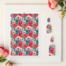 DONQE 美丽植物图案印花水转印纸，制作软陶瓷耳环，双面水粘土转印贴纸 DIY 手工模具