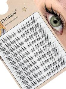 Elynique 10 Rows Pcs C Curl Fox Eye Effect Winged False Eyelashes ,Individual Lashes 3D Natural Effect, Easy To Apply To The Eyes, Reusable, Instantly Enlarged, Segmented Design For Various DIY Options Lash Clusters,Eye Lash Clusters,Individual Eyelashes,Lashes,Fake Lashes