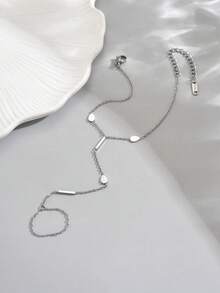 LIEBEIRIS 1 pieza Pulsera de cadena de mano con gota de agua chapada en oro de 18K, de acero inoxidable, adecuada para uso diario de mujeres y como regalo - Plateado - Ver 4