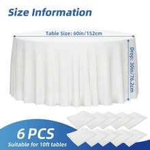 Tomnk 6/10pcs Round Table Cloths 90/120 Inch - Circle Bulk Linen Polyester Fabric Washable Table Cloth Cover For Wedding Reception Banquet Birthday Party Buffet Restaurant, Outdoor Deocr