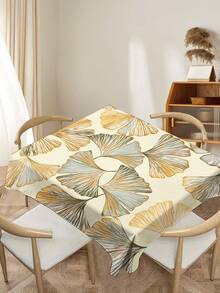 1pc Ginkgo Leaf Printed Tablecloth, Modern Polyester Rectangular/Round Waterproof Tablecloth, Digital Printing Suitable For Living Room, Outdoor Dining Table, Small Round Table - Multicolor a - View 8