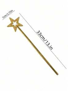 1pc Magic Wand, Party & Dance Prop, Pentagram Fairy Wand, Angel Stick, Magic Wand, Fairy Wand Halloween - Gold - View 3