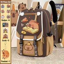 1 Set Capybara Backpack, Cute School Bag Light Comfortable, Suitable For Lower Grade Students, Large Capacity Backpack For Reducing Load And Protecting Spine, School Supplies Stationery For Friends And Students Back To School Season - Multicolor - View 10