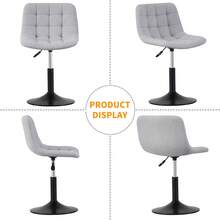 Mcc Direct Soft Fabric Dressing Table Chair, Height Adjustable Swivel Desk Home Office Chair With Footrest And Metal Base For Bedroom Vanity & Office - Drake - Light Grey - View 5