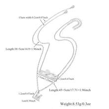 2pcs/Set Fashionable Letter & Heart Shaped Brooch Pendant Necklace, Stainless Steel Multi-Layer Chain, For Women - Silver - View 2