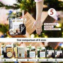 12个/套PVC透明塑料手提袋，伴娘礼物，化妆品包装袋，鲜花袋，糖果袋 - 無色 - 查看 10