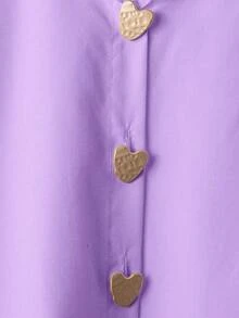 Camisa de mujer de cuello en V Freeform, elegante y versátil para primavera, verano, otoño e invierno, adecuada para ir al trabajo, negocios, casual y vacaciones, se recomienda elegir un tam - Púrpura claro - Ver 6