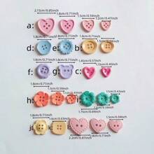 10/20/30pcs Mixed-Color Heart/Circle/Flower/Bear Spray-Painted Plastic Buttons For Sweaters, Knitted Cardigans, Coats And Diy Accessories