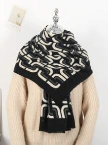 1pc Women's Geometric Pattern Printed Fashion Scarf, Suitable For Daily Wear - Multicolor - View 3