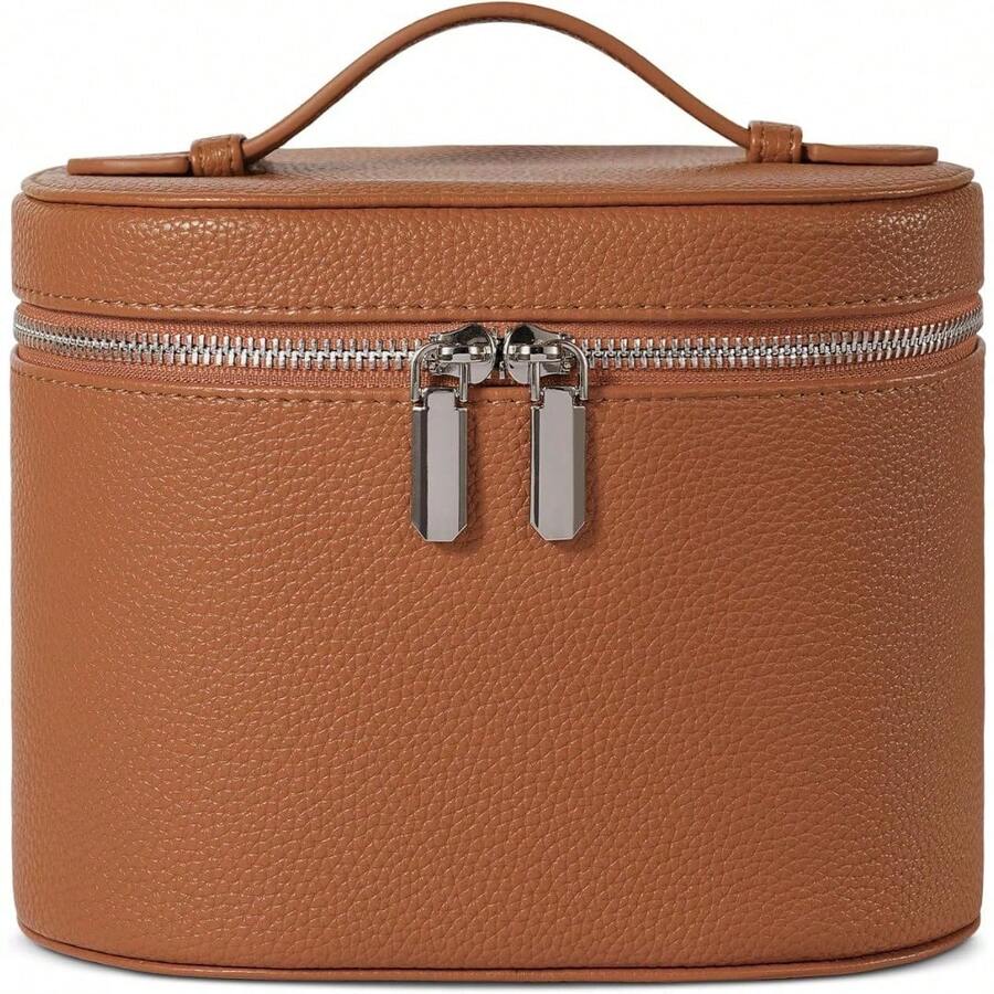 Portable Christmas Gifts Cosmetic Bag - Travel Toiletry Organizer With Compartments & Handle For Women - 棕色 - 查看 1