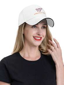 Virginia Tech Logo Design  Vintage Baseball Cap, Washed Denim Adjustable Size, Casual Headwear | Denim Fabric Hat, Unisex Gifts - 白色 - 查看 7
