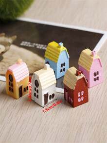 4 Pieces Of Mini Villa Small House Resin Statues - Very Suitable For DIY Fairy Garden, Bonsai Succulent Planting And Glass Container Flower Pot Decoration! - Multicolor - View 5
