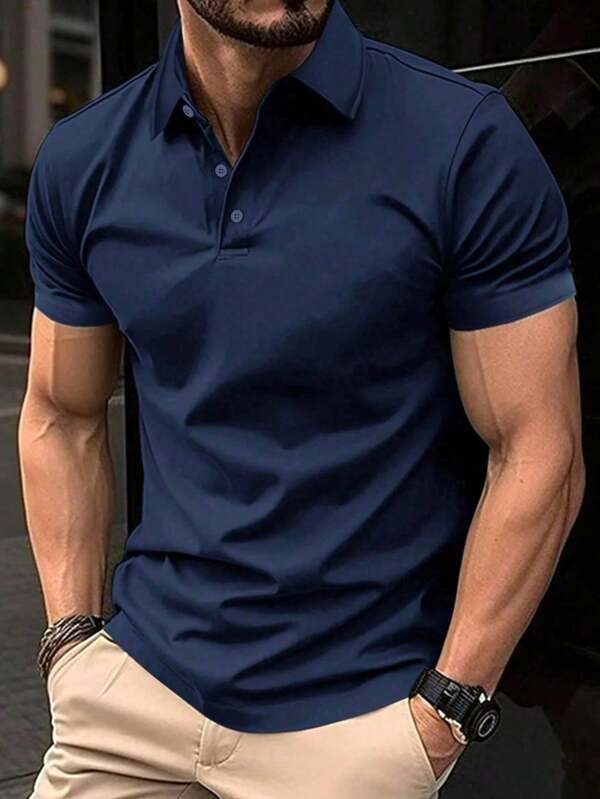 WASSUP OTHER Camisa de hombre, camisa polo de negocios ligera para hombre, suéter de punto de moda, camiseta casual, top con cuello vuelto, manga corta