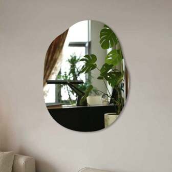 1 pezzo Specchio da parete asimmetrico in acrilico, specchi da trucco senza cornice per soggiorno, camera da letto, ufficio domestico, bagno, adesivi da parete, decalcomanie da parete, decalcomanie in vinile per decorazioni domestiche, articoli per decorazioni primaverili per rinnovare la tua casa, adesivi per decorazioni cornice