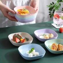 1/4/10件装猫狗碗 - 耐用塑料宠物食盆和水盆套装。便携式喂食盘套装，适用于零食和早餐，塑料材质，厨房必备工具。餐盘，骨盘，家用骨盘，小零食盘，创意塑料盘 - 彩色 - 查看 5