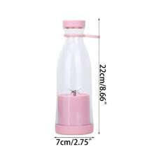 Mini Liquidificador Portátil 400ml 6 Lâminas Inox - Recarregável USB - Mini Fresh Juice Rosa e Azul - Rosa Bebê - Visão 8