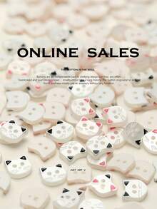 10/20 piezas (12MM) Botones lindos con orejas rosas, botones de dibujos animados de gatos pequeños para cárdigans, accesorios hechos a mano, botones decorativos. - Multicolor - Ver 9