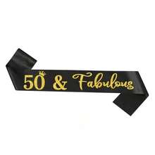 1pc 50/60/70 Years Old Birthday Sash - Gold Glitter & Black Paper Party Decoration, Suitable For Ceremony, Graduation, Anniversary - Reusable Indoor/Outdoor Party Supplies, No Assembly Required, Birthday Party Decor, Celebration Accessory