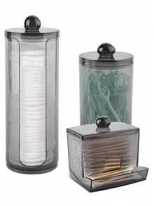 1/3 Gói Hộp Đựng Tăm Bông Trong Suốt Nhựa Đen Lọ Đựng Thuốc Bộ Phụ Kiện Phòng Tắm Hộp Đựng Đồ Trang Điểm Tăm Bông, Bông, Miếng Lót, Chỉ Nha Khoa - Nhiều màu - Xem 6