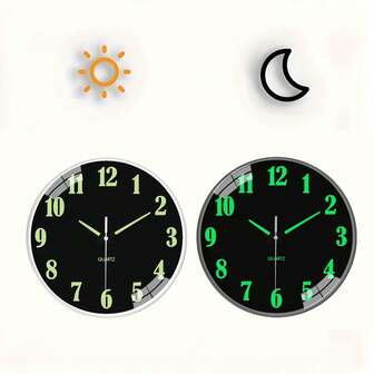 1 st väggklocka som lyser i mörkret, tyst väggklocka med kreativ design, lämplig för vardagsrum, sovrum, rumsinredning, heminredning, kök, kontorsinredning, påsk- och vårdekor, kan vara present till vänner, storleksalternativ: 8 tum, 10 tum, 12 tum (batterier ingår ej) (kräver tillräcklig ljusabsorption för att lysa)