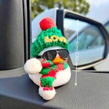 1pc White Rubber Duck Christmas Decoration Car Ornament, Car Center Console Decoration