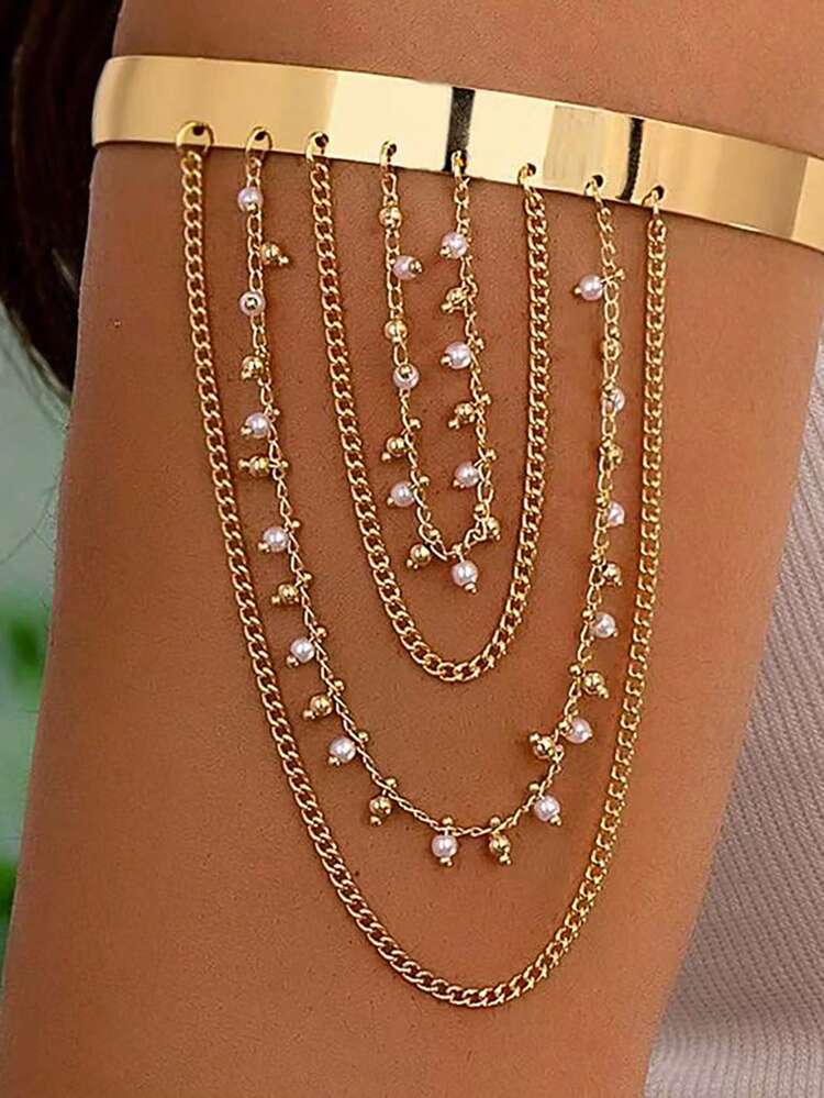 1 Peça Bracelete com Borla de Corrente Metálica para Mulheres, Ajustável, Sexy, Adequado para Uso Diário, Férias, Festa - Multicolorido - Visão 3