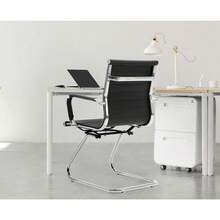 WAHSON OFFICE CHAIRS 2PCS PU Leather Office Chair Metal Frame Conference Chair For Meeting Room/Reception Area - 黑色 - 查看 9