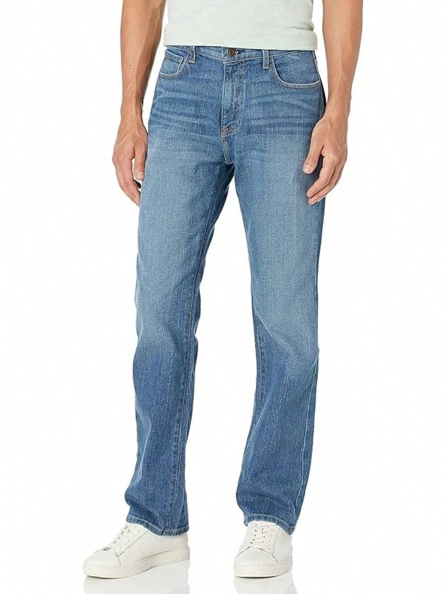 Men's Relaxed Fit Stretch Jeans - Medium Wash - View 1