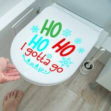 1pc Christmas Creative English Snowflake Pattern Sticker, Toilet Cover Decorative Sticker, Toilet Water Tank Decal, Self Adhesive Sticker, Christmas Decor