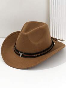 1Pc Western Style Small Cow Head With Soft Hat Bohemian Cowboy Hat, A Fashionable Accessory For Back To School, Suitable For Various Occasions Such As Daily Leisure Travel And Western Cowboy Parties. - Multicolor - View 13