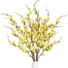 Artificial Cherry Blossom Flowers 4 Pcs Faux Cherry Blossom Stems Faux Silk Cherry Blossom Branches 41'' Fake Flowers Long Stems For Vase Arrangements Home Wedding Table Decor (Pink) KF - 黃色 - 查看 1