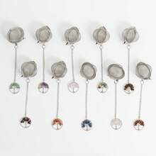 1pc 304 Stainless Steel Life Tree Shaped Tea Infuser, Decorated With Purple Crystal, Rose Quartz Crystal And Colorful Crystals - Multicolor - View 24