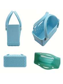 Large Capacity Lightweight EVA Beach Tote Bag With Lightning Bolt Design - Anti-Stain, Open Top, 6 Vibrant Colors - Perfect For Beach, Pool, Boat, Groceries, And Sports, Boat Gear | Casual Tote Design | Lightweight Tote - Multicolor - View 5