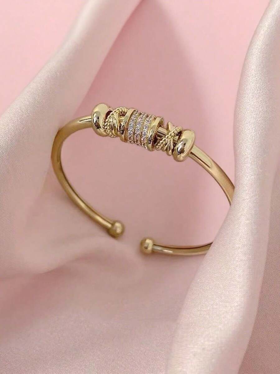 1piece Teen High-End Light Luxury Niche Bracelet With Adjustable Opening Design, Featuring A Slim Waist And Cool Style, As A Hand Jewelry Accessory - Multicolor - View 1