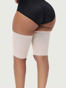 1 Pair Thigh Shaping Elastic Bands With Buttons, Leg Compression Shapewear Bands, Suitable For Commuting, Hiking, Walking, Strength Training - Apricot - View 3