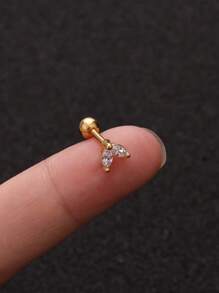 1 pieza Pendiente de joyería corporal de moda con clavo de oreja de acero inoxidable 316L y zirconia en forma de corona para perforación de hélix, concha y cartílago