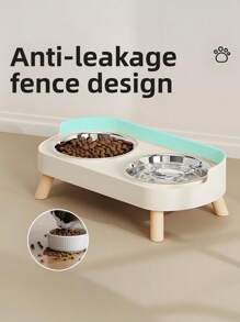 Elevated Stainless Steel/Plastic Pet Bowls Set With Stand, Dual Bowls For Small Dogs And Cats, With Splash Guard - Pet Feeder