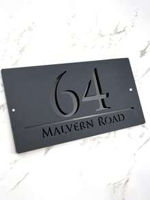Customized Modern House Number Plate, Laser Cut Acrylic Outdoor Address Plaque, Waterproof And Windproof, Wall Mounted, Home Decor, Unique Housewarming Gift, House Number, Address Plate, Modern House Number Plate, Digits, House Name Plate, Decorative Plaque, Silver House Number Plate, Acrylic House Number Plate - Multicolor - View 8